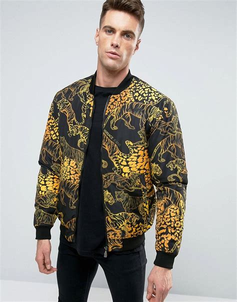 versace jeans bomber jacket in tiger print